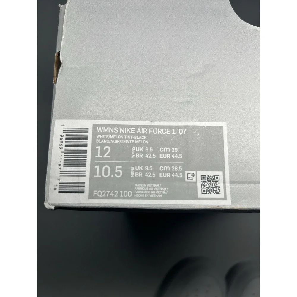 Nike Air Force 1 '07 White Melon Tint W - Sz 12 - FQ2742 100‎ - Pre Owned/No Lid